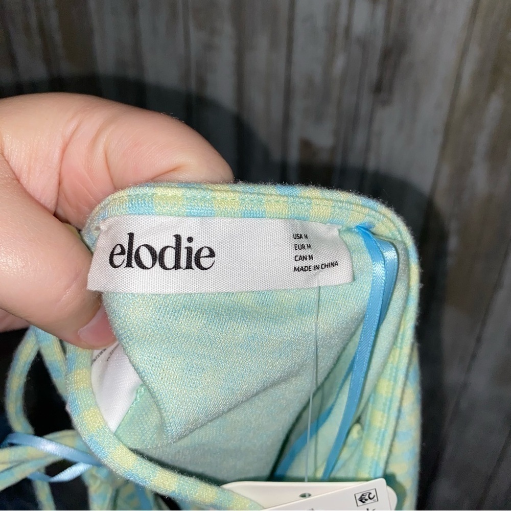 NWT Elodie Blue Lemonade Gingham Pointed Halter Too - Picture 6 of 6